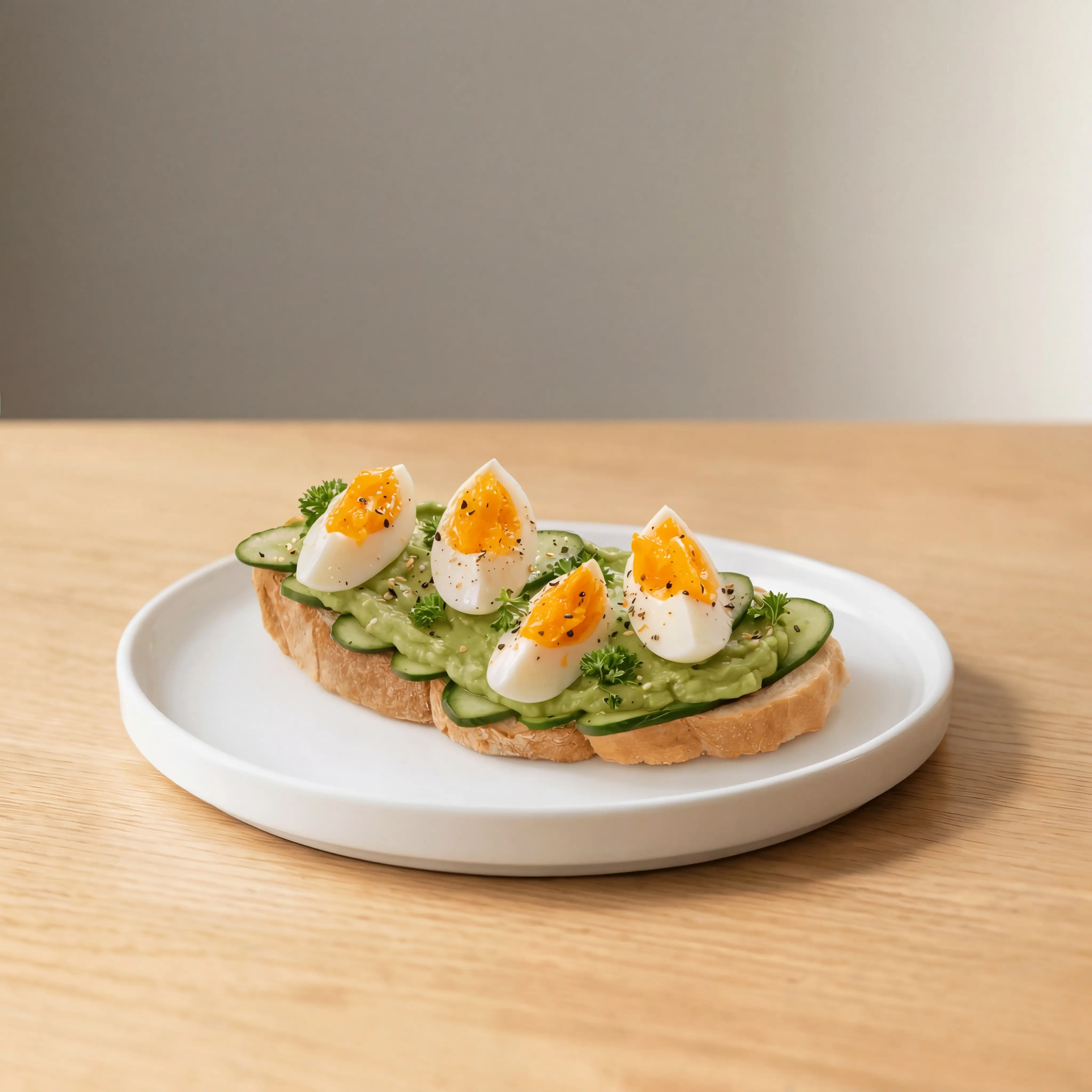Toast auf hellem Holz, Schrägwinkel