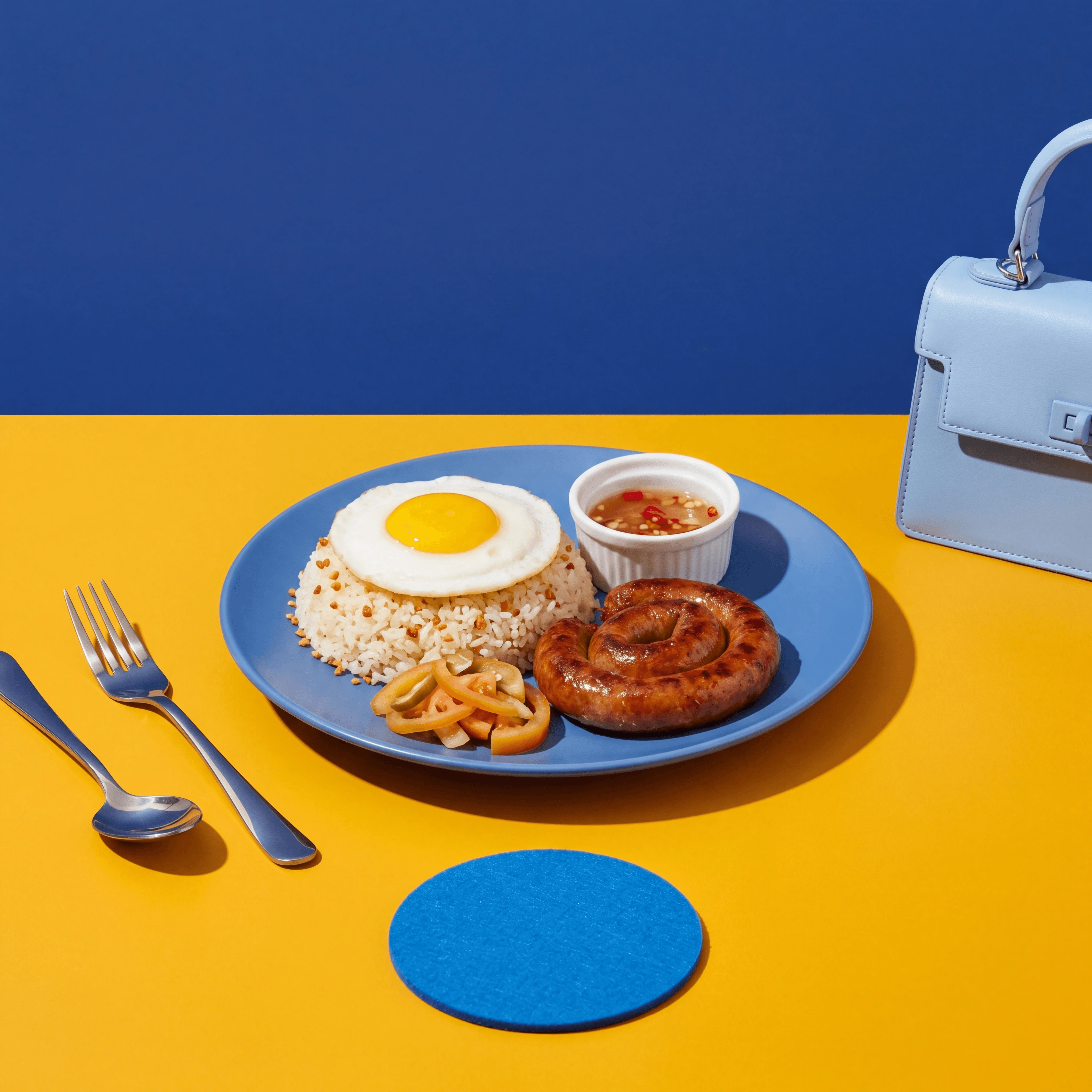 Farbenfrohes Food-Styling in Blau und Gelb